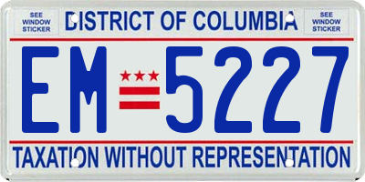 DC license plate EM5227