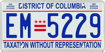 DC license plate EM5229