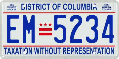 DC license plate EM5234