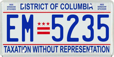 DC license plate EM5235