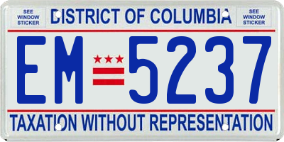 DC license plate EM5237