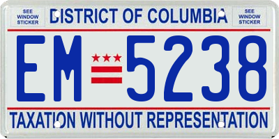 DC license plate EM5238