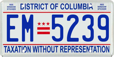 DC license plate EM5239