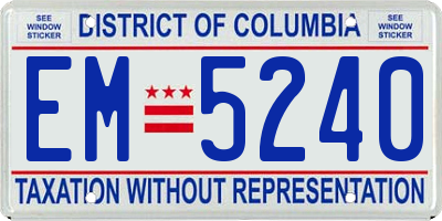 DC license plate EM5240