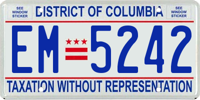 DC license plate EM5242