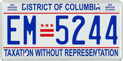 DC license plate EM5244