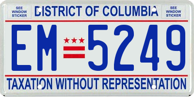 DC license plate EM5249