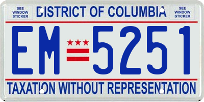 DC license plate EM5251