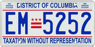 DC license plate EM5252