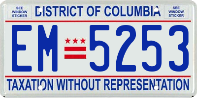 DC license plate EM5253
