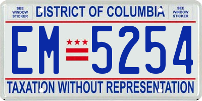DC license plate EM5254