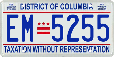 DC license plate EM5255
