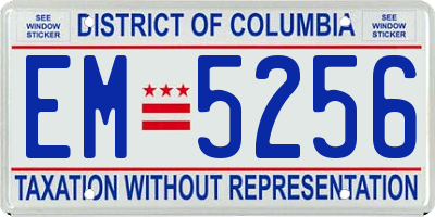 DC license plate EM5256