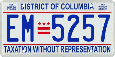 DC license plate EM5257