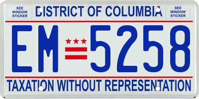 DC license plate EM5258