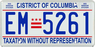 DC license plate EM5261