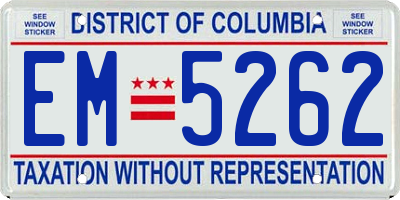 DC license plate EM5262