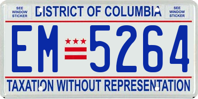 DC license plate EM5264