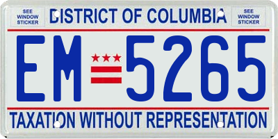 DC license plate EM5265