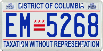 DC license plate EM5268