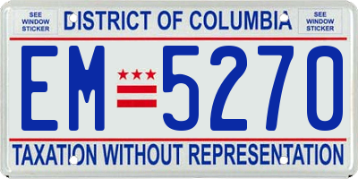DC license plate EM5270
