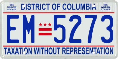DC license plate EM5273