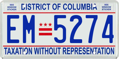 DC license plate EM5274