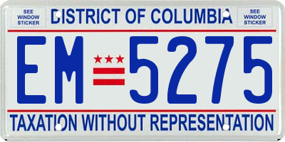 DC license plate EM5275