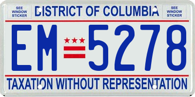 DC license plate EM5278