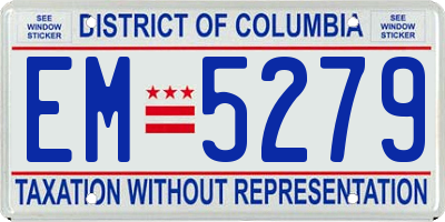 DC license plate EM5279