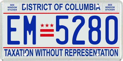 DC license plate EM5280