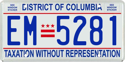 DC license plate EM5281