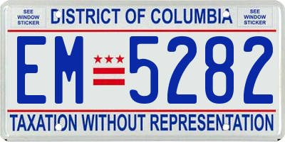 DC license plate EM5282