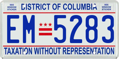 DC license plate EM5283