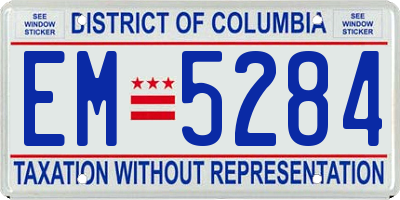 DC license plate EM5284