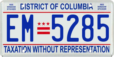 DC license plate EM5285