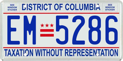 DC license plate EM5286