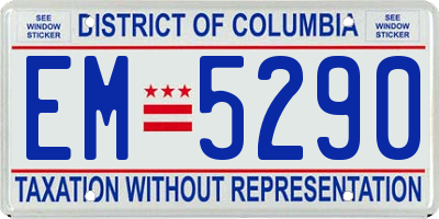 DC license plate EM5290