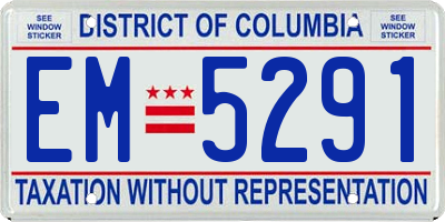 DC license plate EM5291