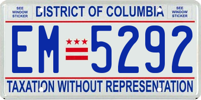 DC license plate EM5292