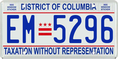 DC license plate EM5296