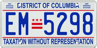 DC license plate EM5298