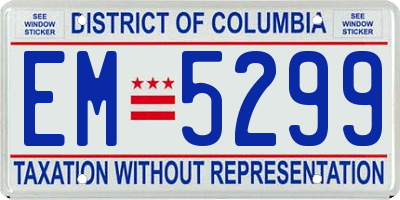 DC license plate EM5299