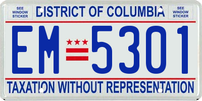 DC license plate EM5301