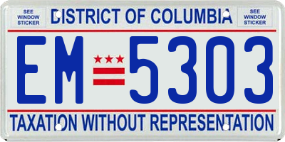 DC license plate EM5303