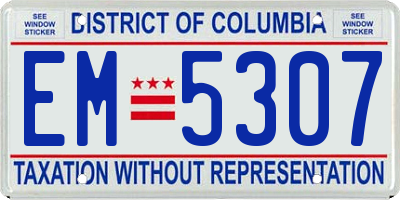 DC license plate EM5307