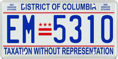 DC license plate EM5310