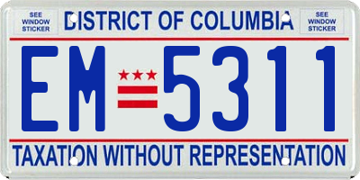 DC license plate EM5311