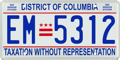 DC license plate EM5312