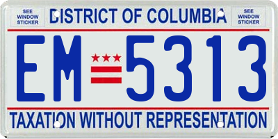 DC license plate EM5313